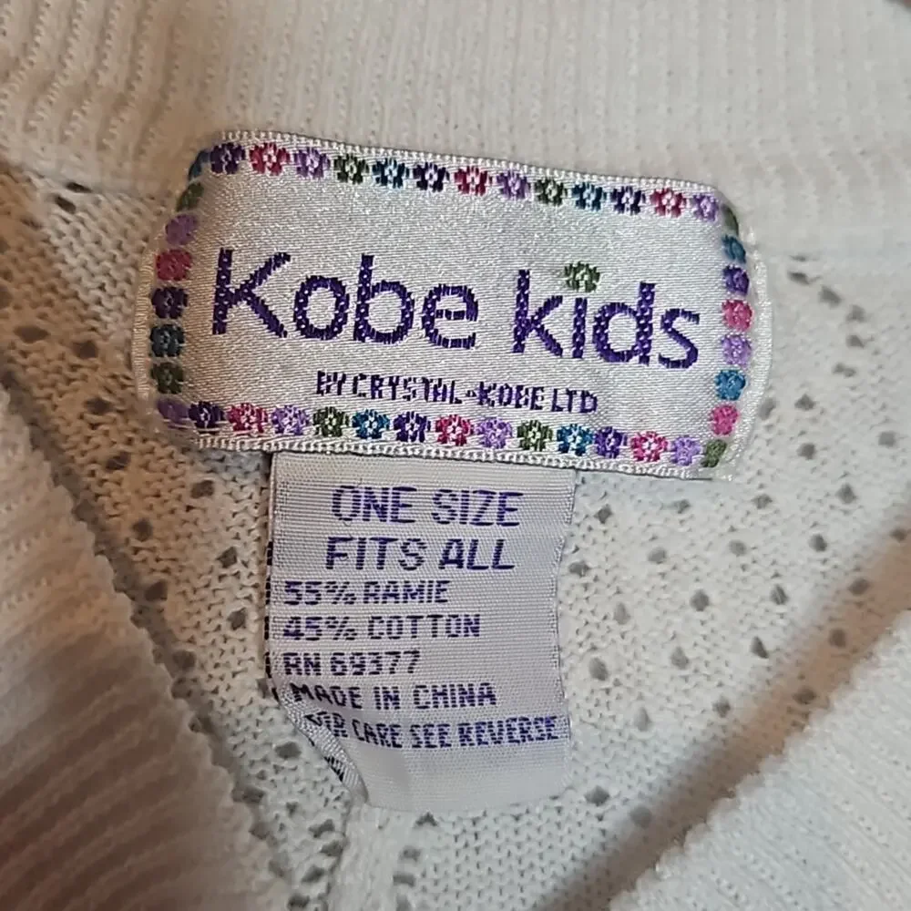Kobe Kids Girls White Butterfly Poncho Sweater